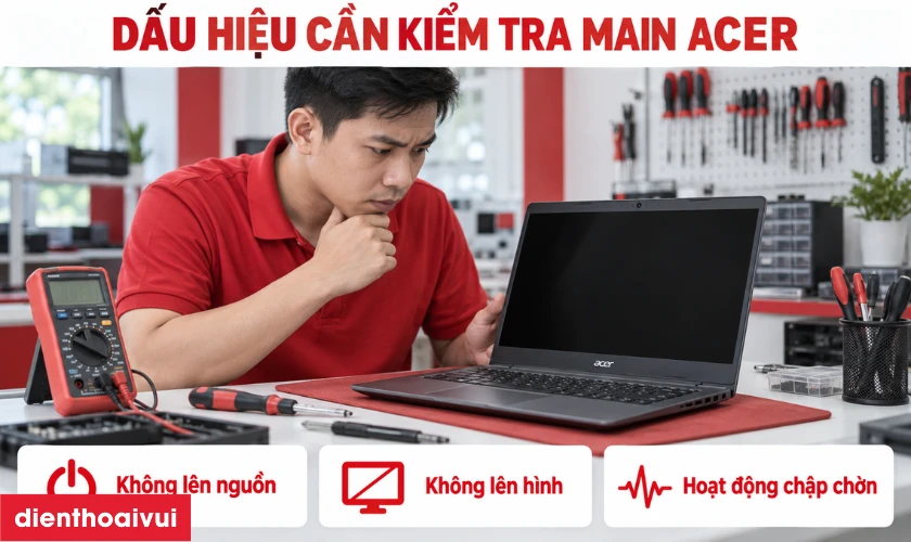 Dấu hiệu cầm kiểm tra main Acer
